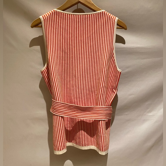 Ann Taylor red & white striped sweater with belt L - Picture 8 of 8